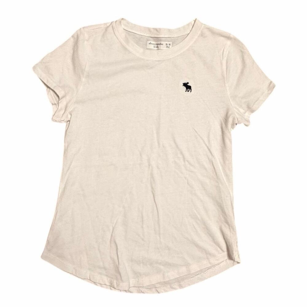 Abercrombie Kids White Embroidered Moose Logo Tee – 15/16